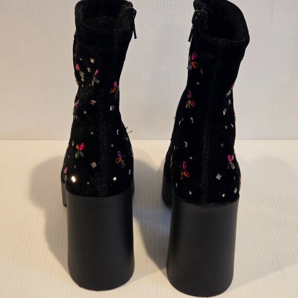 Betsey Johnson Womens Harriet Black Ankle Boots Shoes Size 9 Rhinestone Clusters - Picture 10 of 16